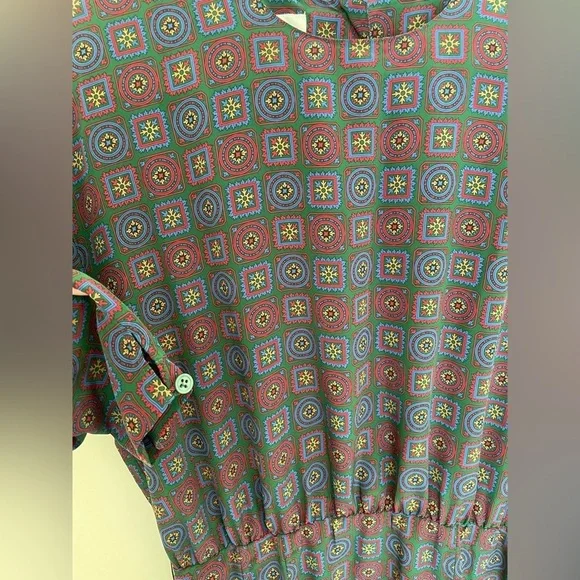 Vintage Jos. A. Bank Geometric Long Sleeve Maxi Dress | L - Picture 2 of 7